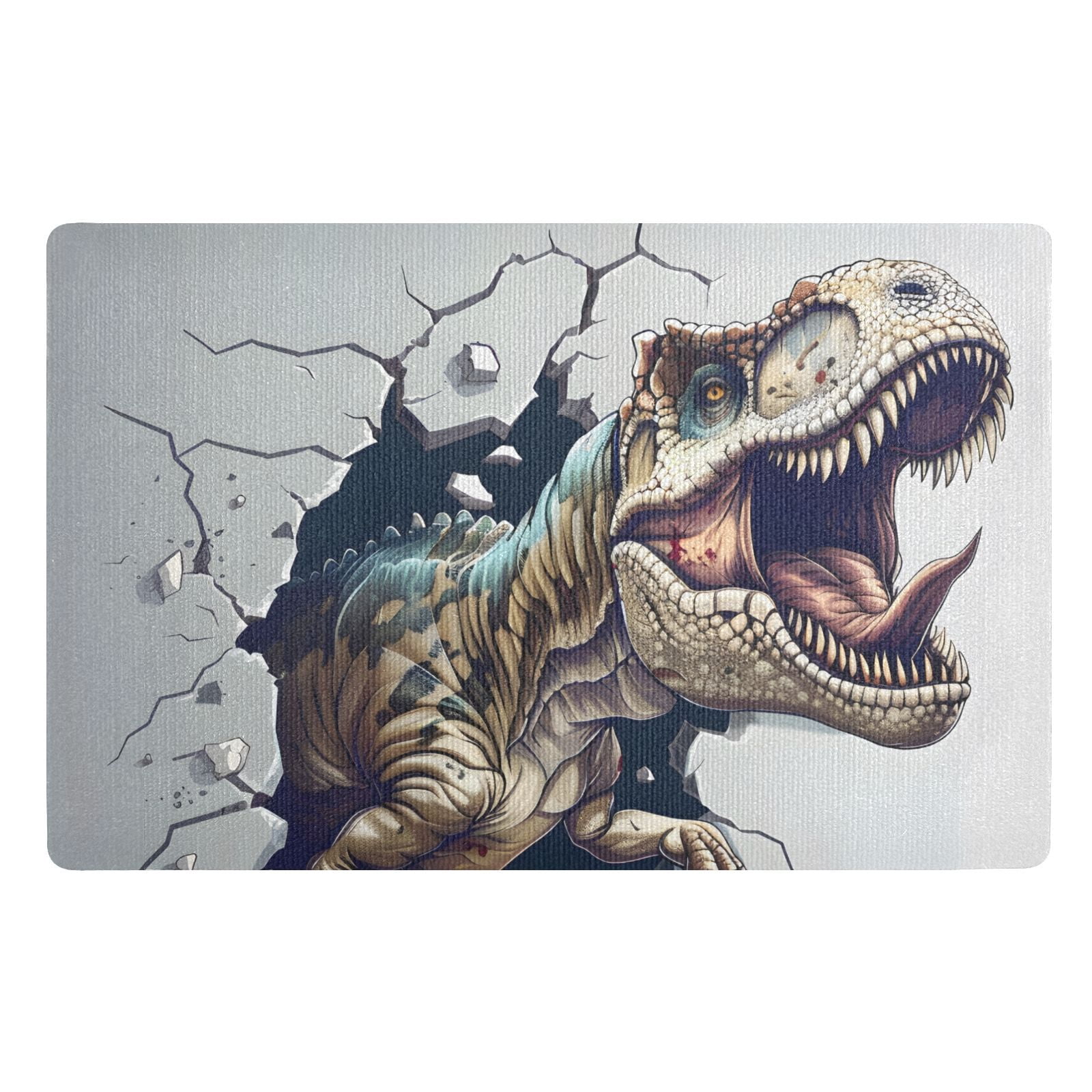 JSTEL 3d T-rex Dinosaur Dino Front Door Mat Outside Entrance 32x20 Inch Doormat for Outdoor Indoor Washable Non Slip Floor Mats