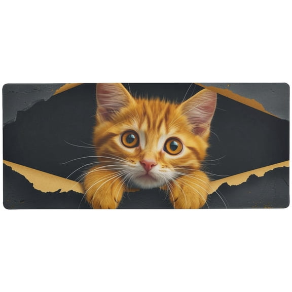 JSTEL 3d Yellow Cat Kitten Large Gaming Mouse Pad Big Mousepad Mice Keyboard Mat with Non-Slip Rubber Base for Computer Laptop Home & Office, 31.5 X 11.8 inch
