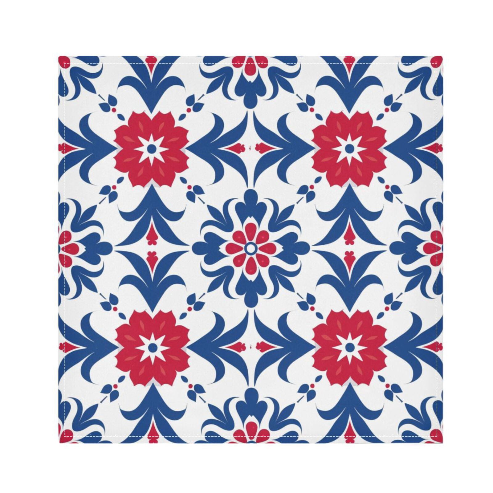JSTEL Abstract Flowers Floral Cloth Napkins Set of 6, 20x20 Inch Washable and Reusable Napkin for Decoupage Dinner Party Everyday Use