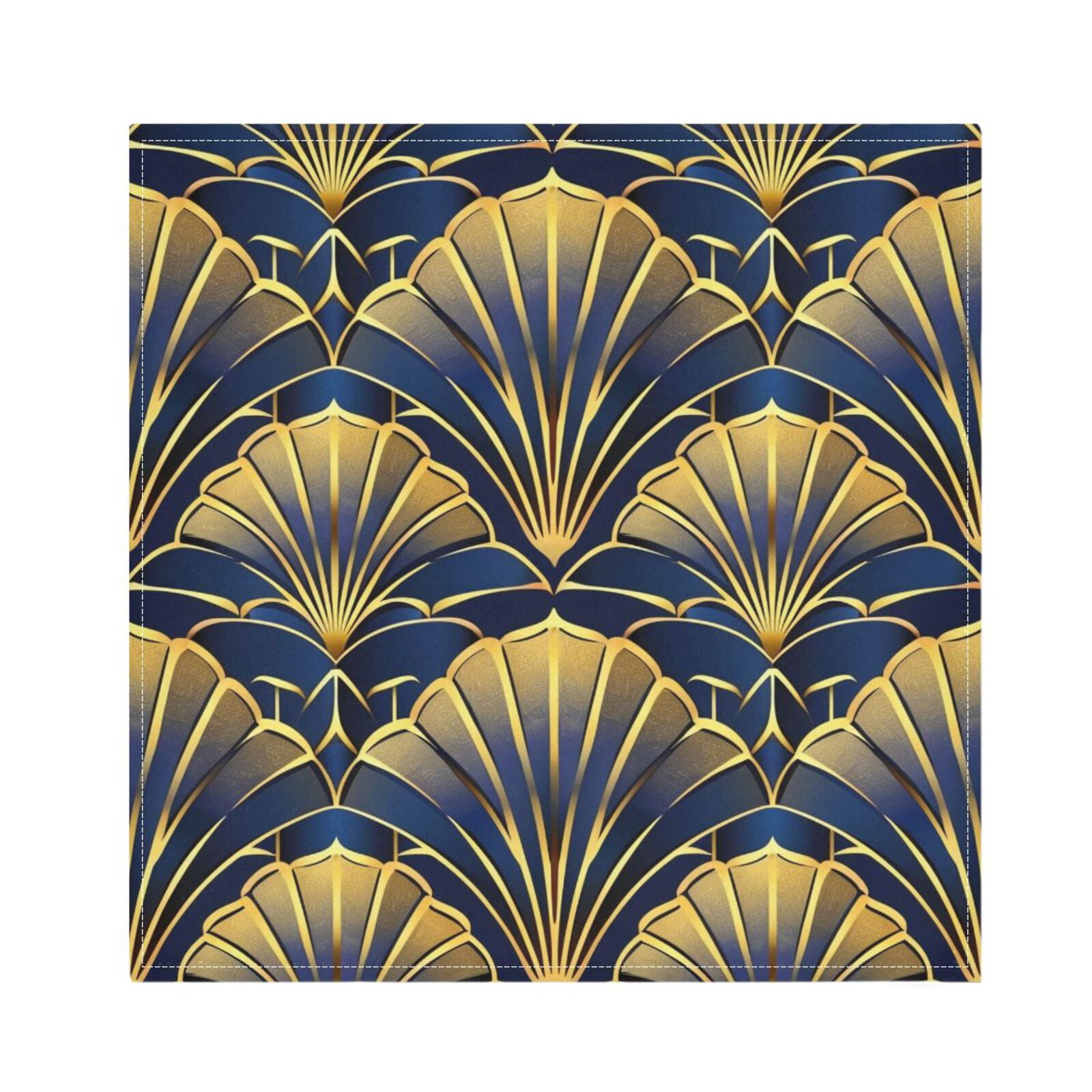JSTEL Abstract Gold Fan Cloth Napkins Set of 6, 20x20 Inch Washable and Reusable Napkin for Decoupage Dinner Party Everyday Use