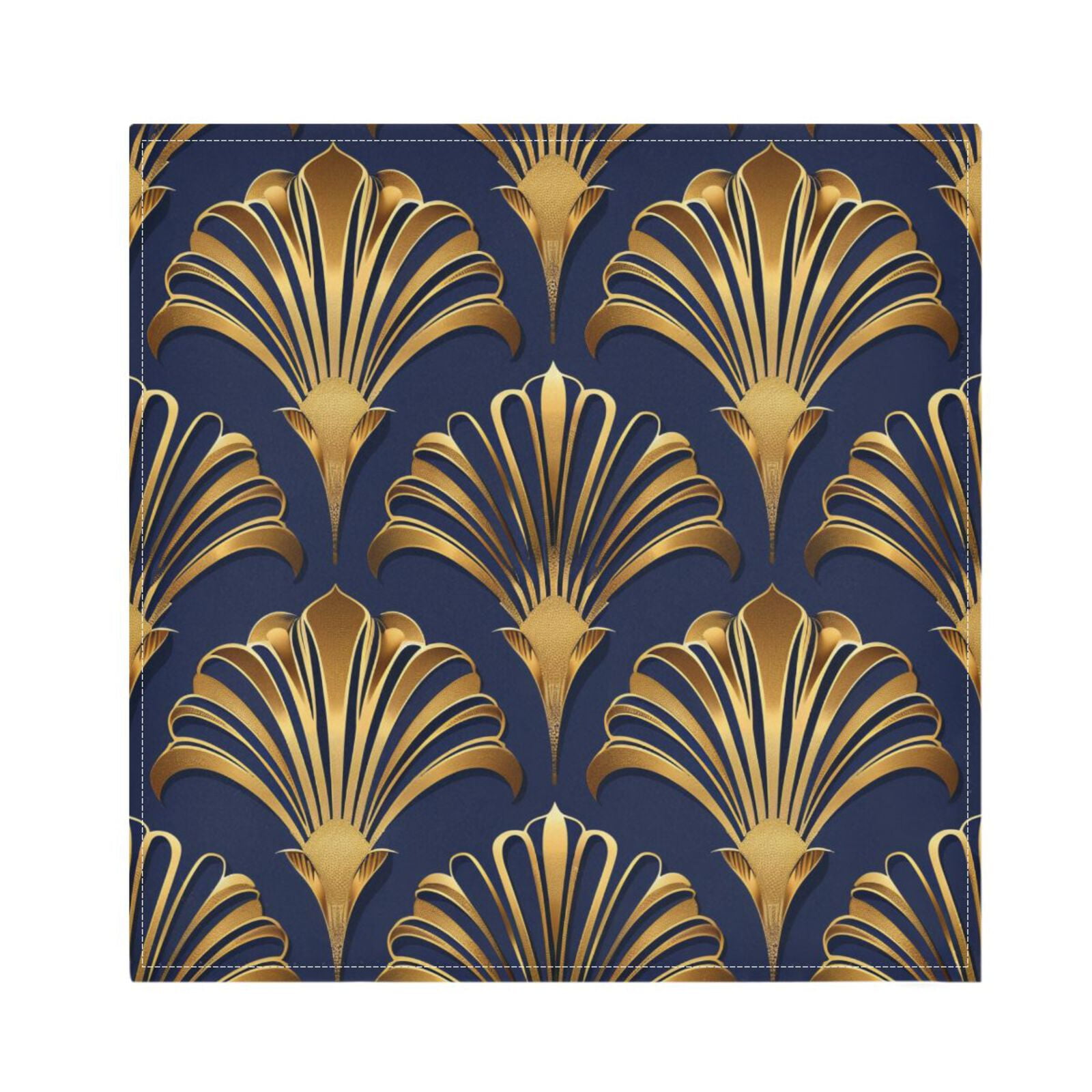 JSTEL Abstract Gold Fans Cloth Napkins Set of 6, 20x20 Inch Washable and Reusable Napkin for Decoupage Dinner Party Everyday Use