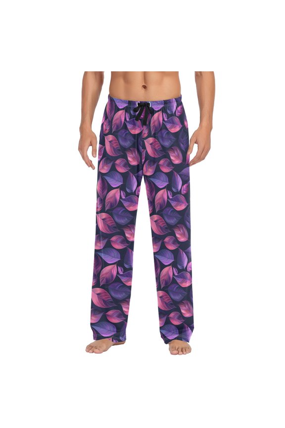Abstract Gradient Leaves Men's Sleepwear Mens Pajama Pants Bottoms with Pockets, M