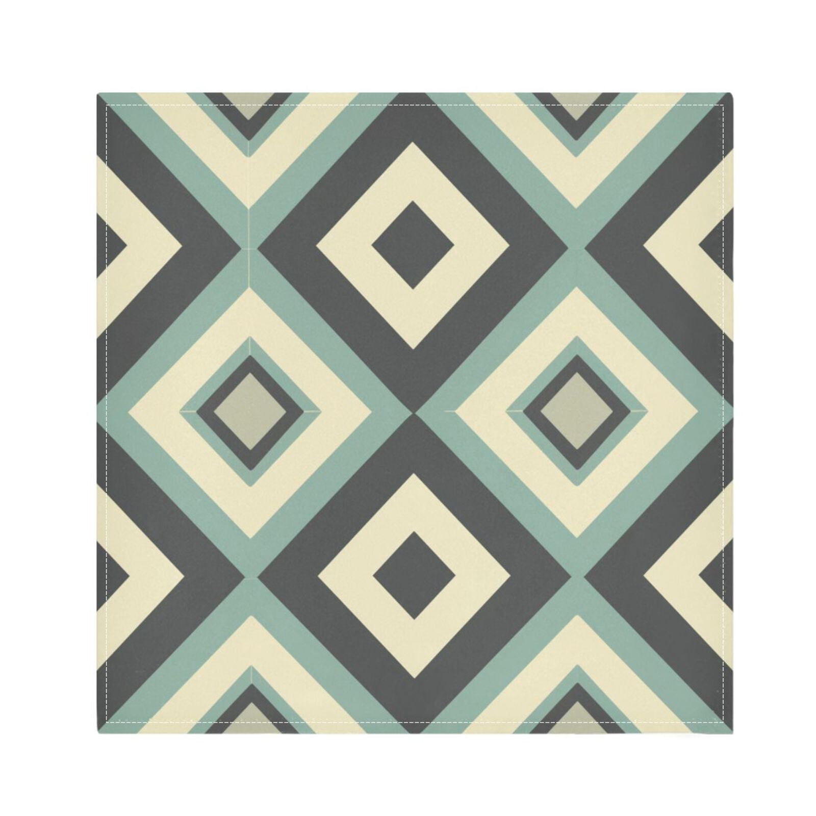 JSTEL Abstract Retro Geometric Rhombuses Cloth Napkins Set of 6, 20x20 Inch Washable and Reusable Napkin for Decoupage Dinner Party Everyday Use