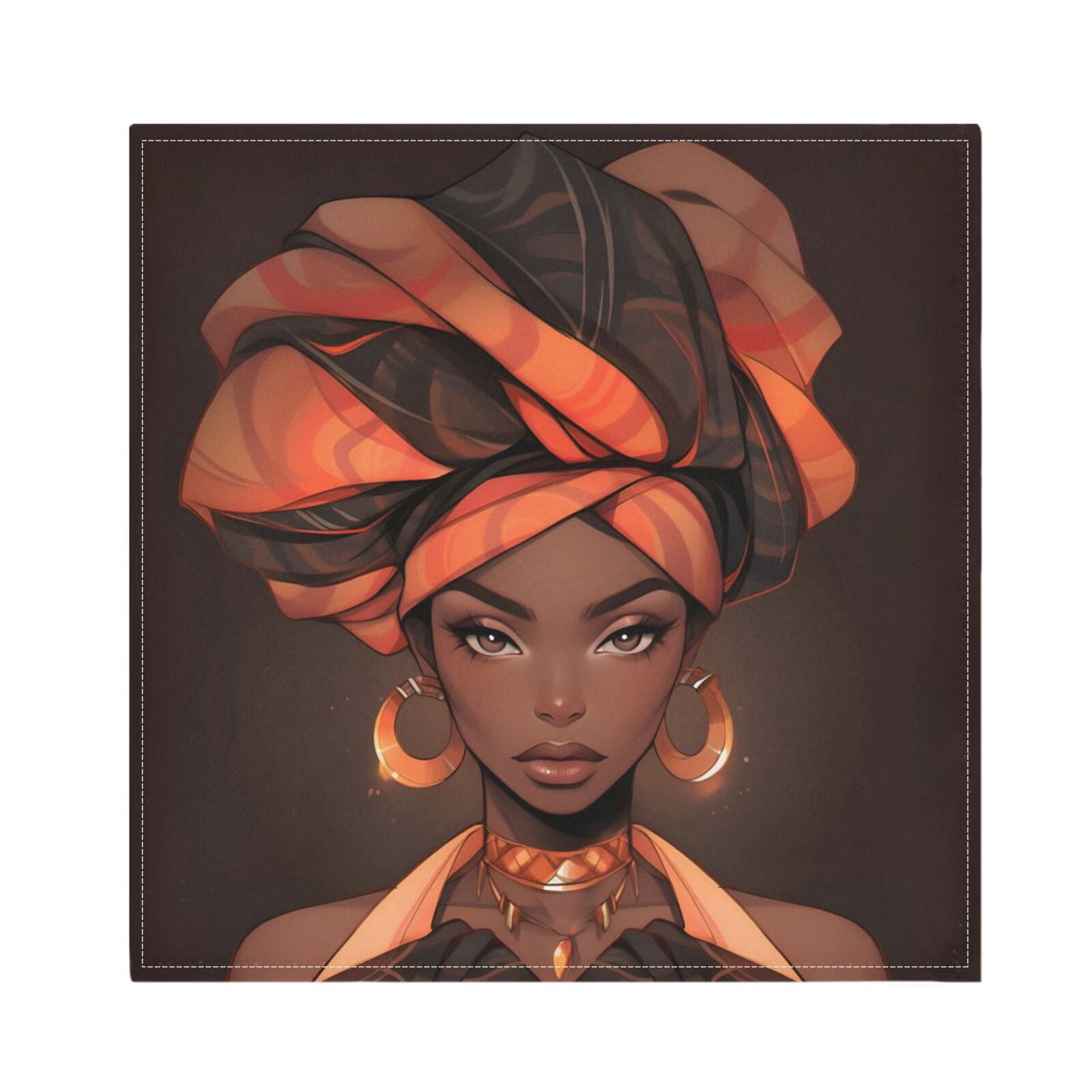 JSTEL African American Woman Afro Cloth Napkins Set of 6, 20x20 Inch Washable and Reusable Napkin for Decoupage Dinner Party Everyday Use