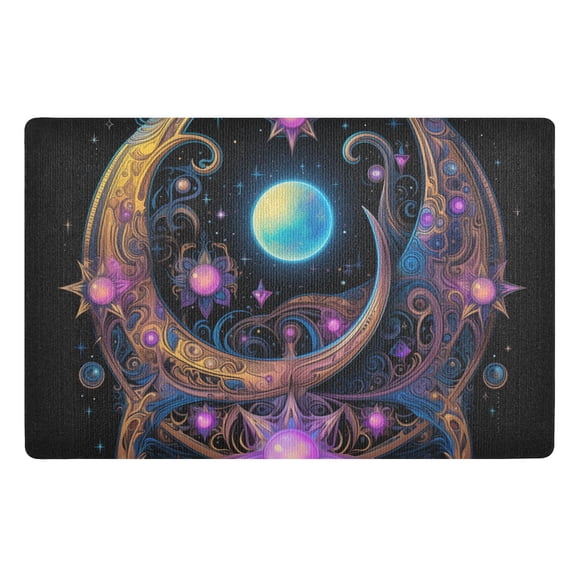JSTEL Alchemy Crescent Moon and Stars Front Door Mat Outside Entrance 32x20 Inch Doormat for Outdoor Indoor Washable Non Slip Floor Mats