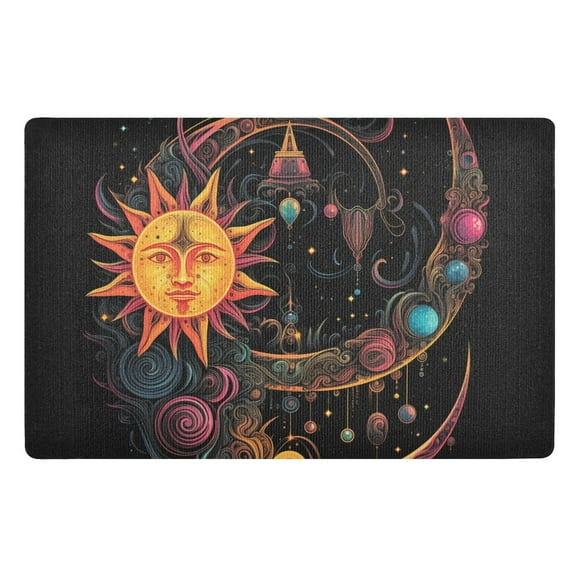 JSTEL Alchemy Sun Crescent Moon Front Door Mat Outside Entrance 32x20 Inch Doormat for Outdoor Indoor Washable Non Slip Floor Mats