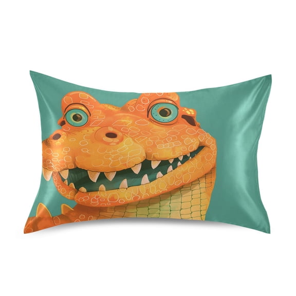 JSTEL Alligator Head Satin Pillowcase King Size Pillow Cases Envelope Closure Bed Pillow Cover, 20 x 40 inch