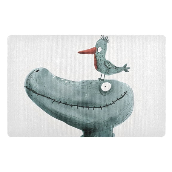 JSTEL Alligator Head and Bird Front Door Mat Outside Entrance 32x20 Inch Doormat for Outdoor Indoor Washable Non Slip Floor Mats