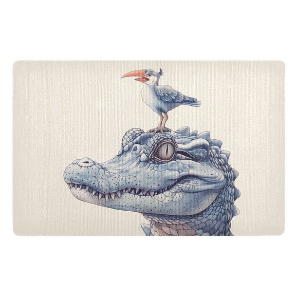 JSTEL Alligator and Bird Front Door Mat Outside Entrance 32x20 Inch Doormat for Outdoor Indoor Washable Non Slip Floor Mats