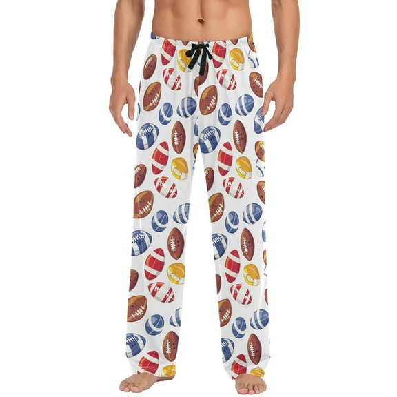 JSTEL American Footballs Colorful Men's Sleepwear Mens Pajama Pants Bottoms with Pockets, S