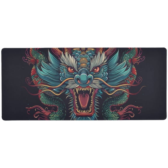 JSTEL Angry Chinese Dragon Large Gaming Mouse Pad Big Mousepad Mice Keyboard Mat with Non-Slip Rubber Base for Computer Laptop Home & Office, 31.5 X 11.8 inch