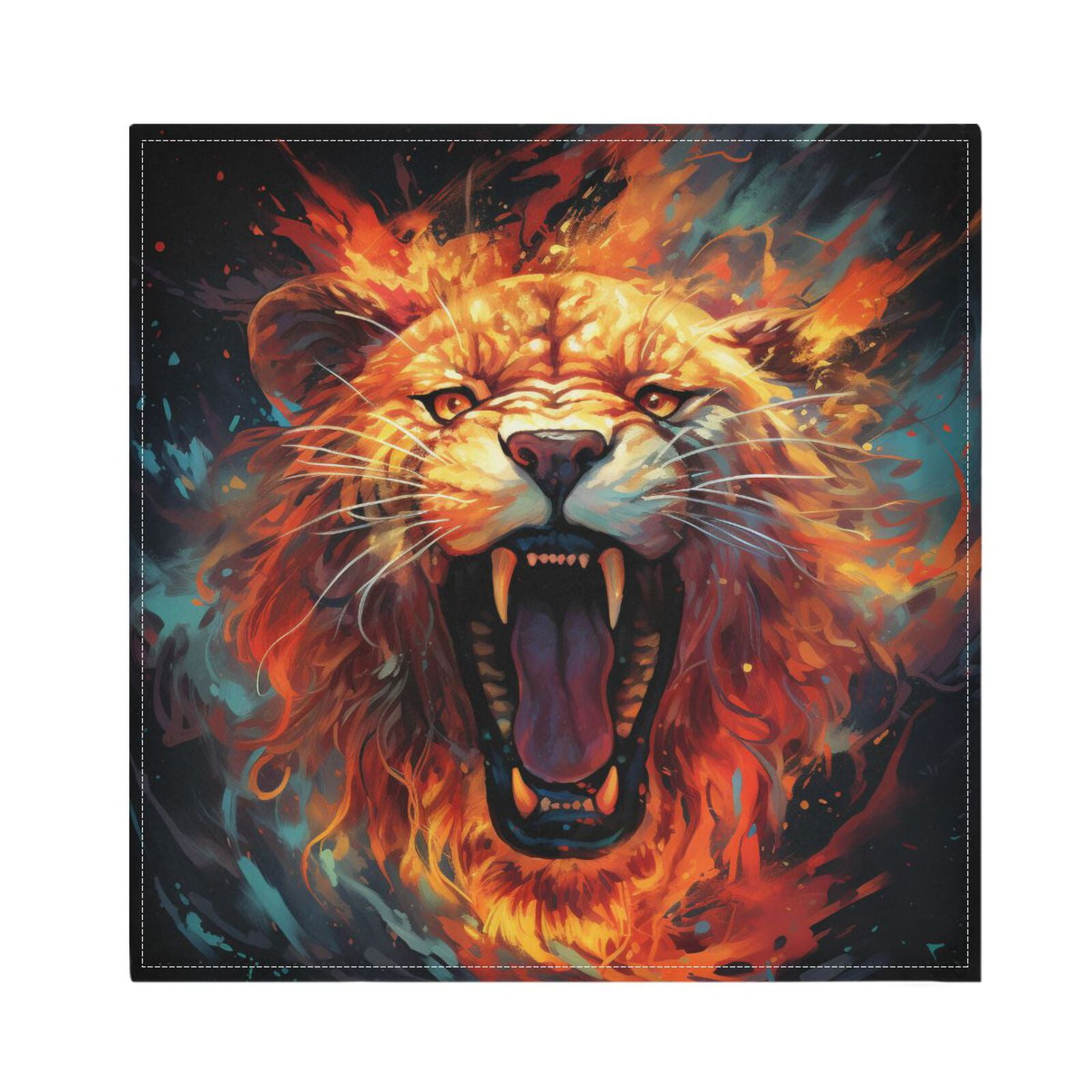 JSTEL Angry Lion Close Up Cloth Napkins Set of 6, 20x20 Inch Washable and Reusable Napkin for Decoupage Dinner Party Everyday Use
