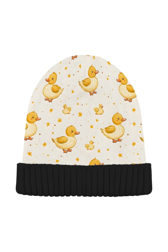 Animal Duck Star Beanie for Women Men Winter Hat Reversible Skull Knit Cap