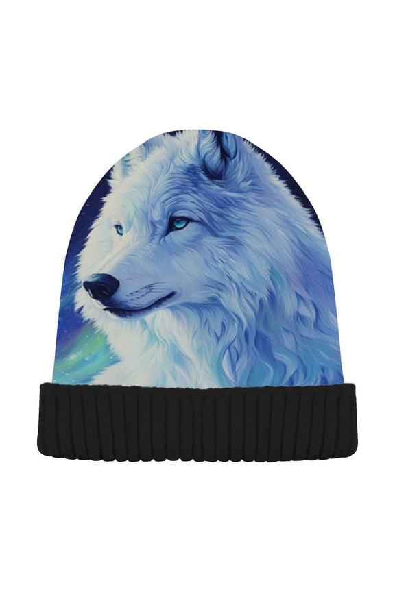 Arctic Wolf Beanie for Women Men Winter Hat Reversible Skull Knit Cap