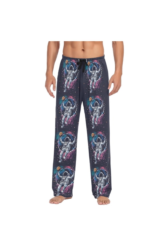 Astronaut Basketball Space Pop Men's Sleepwear Mens Pajama Pants Bottoms with Pockets, XXL
