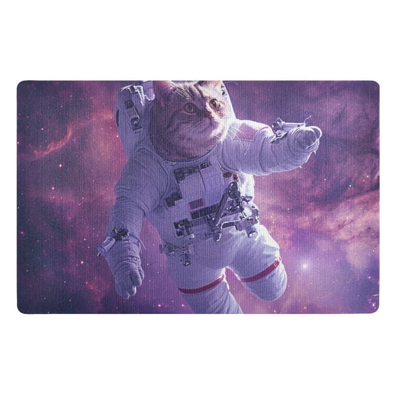 JSTEL Astronaut Cat Funny Front Door Mat Outside Entrance 32x20 Inch Doormat for Outdoor Indoor Washable Non Slip Floor Mats