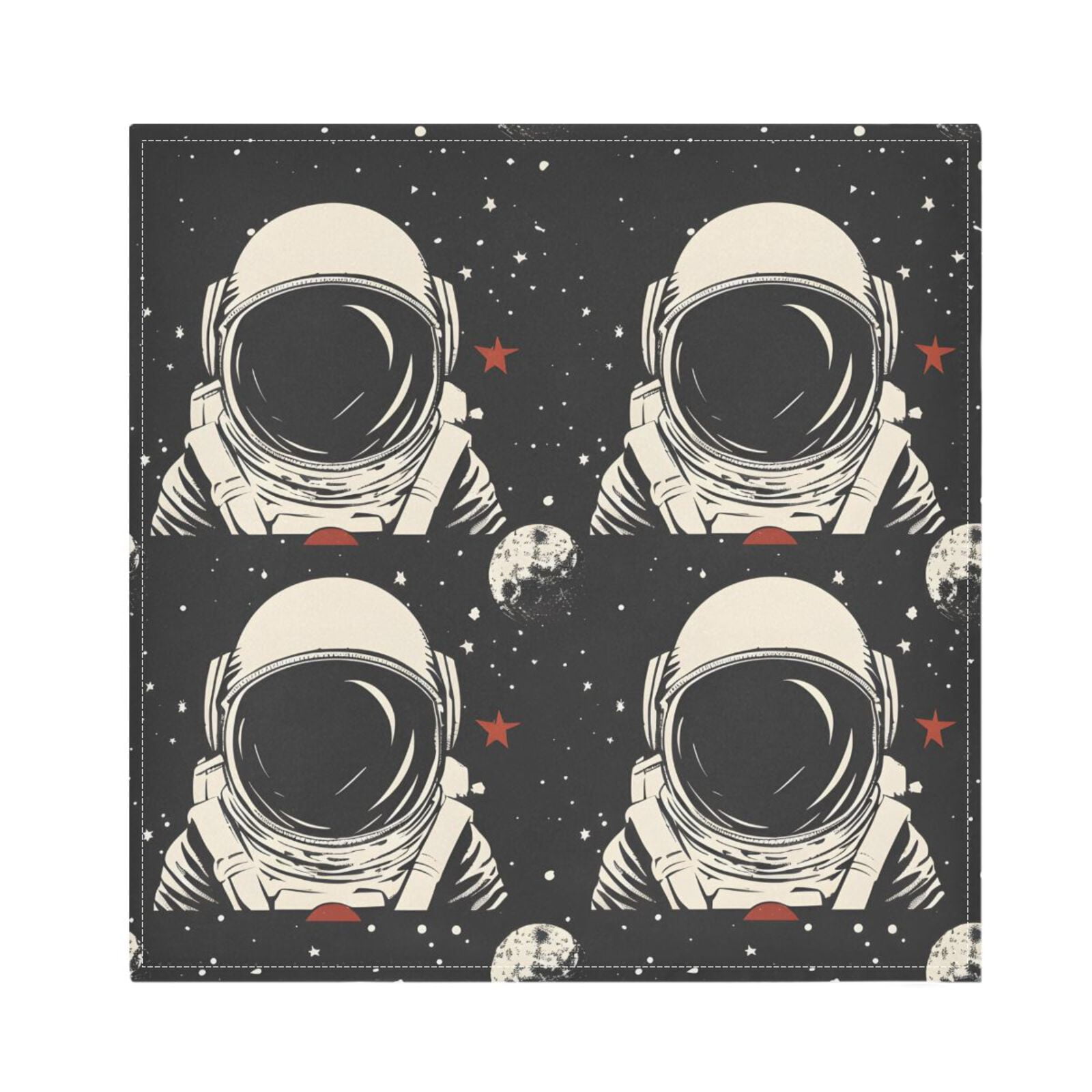 JSTEL Astronaut Portrait Moon Starry Sky Cloth Napkins Set of 6, 20x20 Inch Washable and Reusable Napkin for Decoupage Dinner Party Everyday Use
