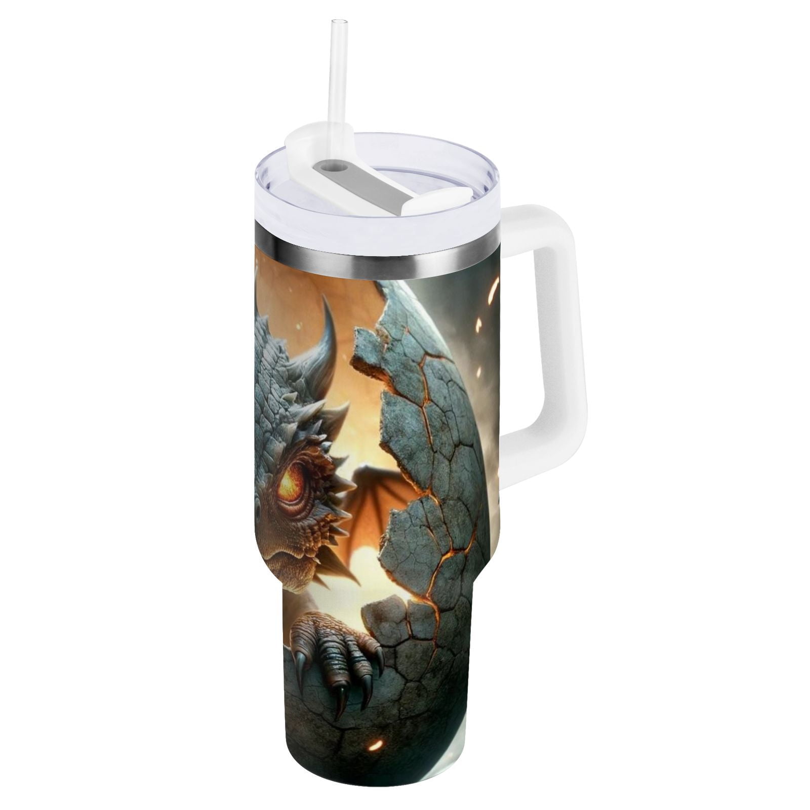 JSTEL Baby Dragon 30 oz Tumbler Stainless Steel Water Bottle Vacuum Insulated Cup with Straw Lid & Handle For Travel Car Cup Holder