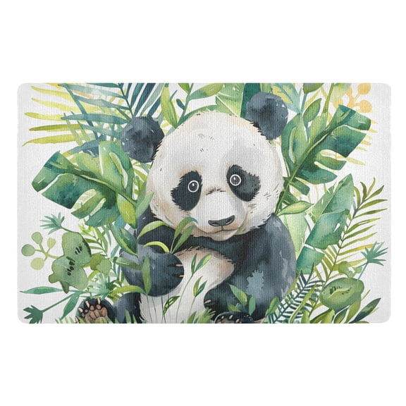 JSTEL Baby Panda Palm Leaf Front Door Mat Outside Entrance 32x20 Inch Doormat for Outdoor Indoor Washable Non Slip Floor Mats