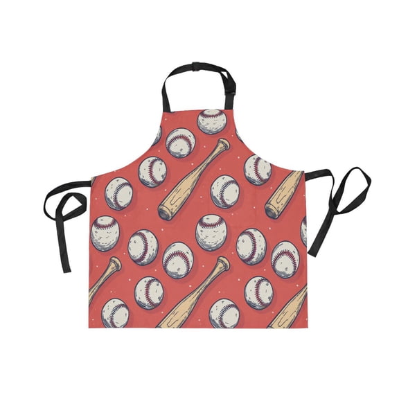 JSTEL Baseball Bat Vintage Apron with 2 Pockets for Women Men Adjustable Garden Bib