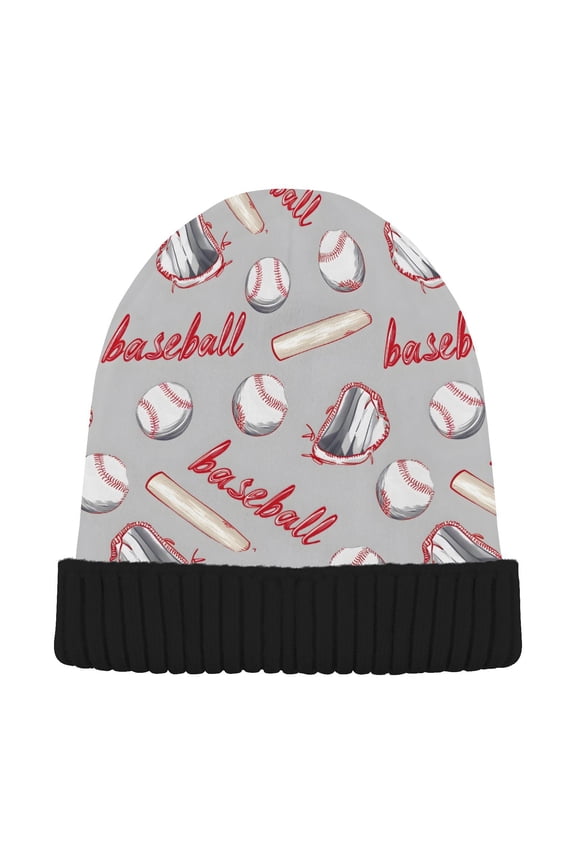 Baseball Bats Beanie for Women Men Winter Hat Reversible Skull Knit Cap