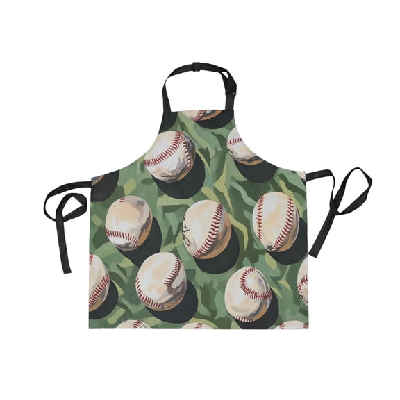 JSTEL Baseball Green Camouflage Apron with 2 Pockets for Women Men Adjustable Garden Bib