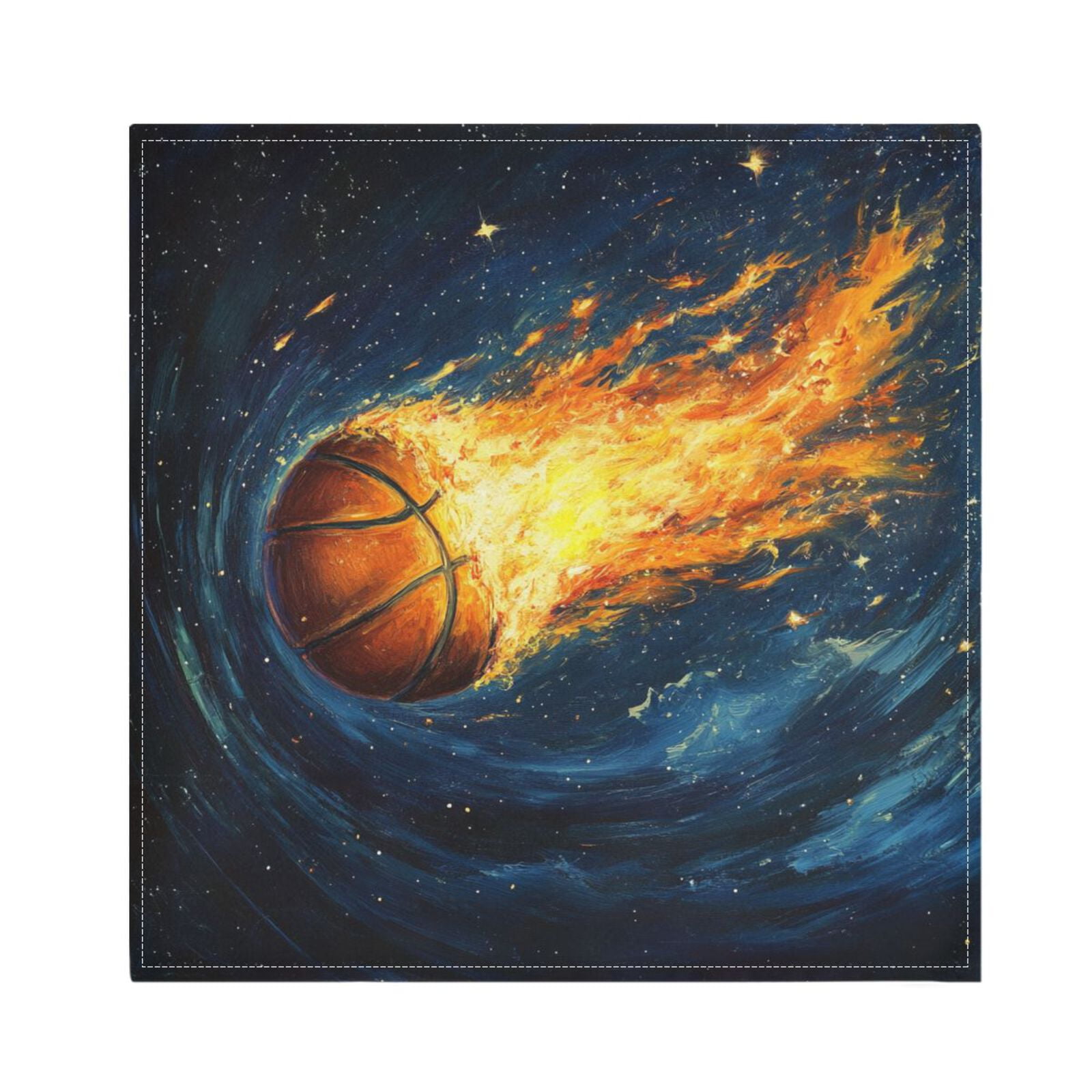 JSTEL Basketball Starry Sky Cloth Napkins Set of 6, 20x20 Inch Washable and Reusable Napkin for Decoupage Dinner Party Everyday Use
