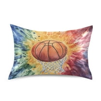 JSTEL Basketball Tie Dye Satin Pillowcase Standard Size Pillow Cases Envelope Closure Bed Pillow Cover, 20 x 26 inch