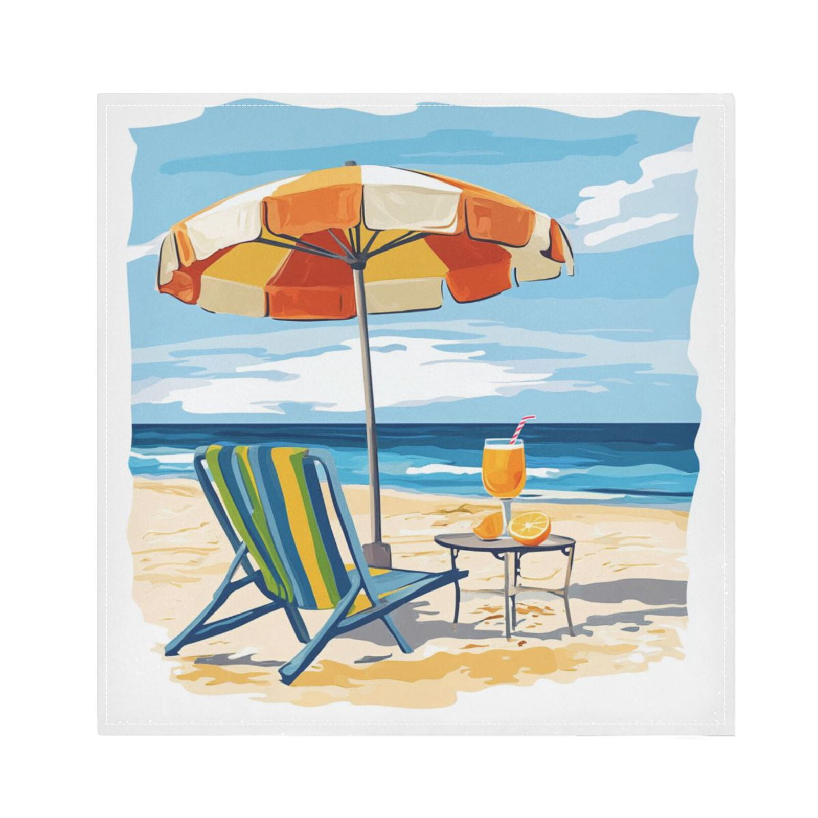 JSTEL Beach Travel Cloth Napkins Set of 6, 20x20 Inch Washable and Reusable Napkin for Decoupage Dinner Party Everyday Use