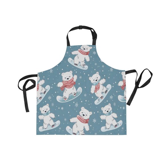 JSTEL Bear Snowboard Winter Apron with 2 Pockets for Women Men Adjustable Garden Bib