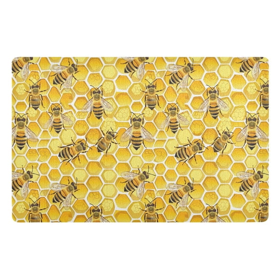 JSTEL Bee Honeycomb Front Door Mat Outside Entrance 32x20 Inch Doormat for Outdoor Indoor Washable Non Slip Floor Mats