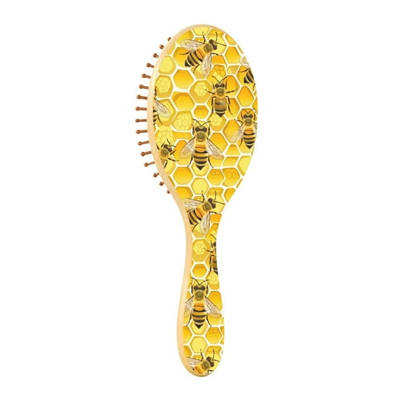 JSTEL Bee Honeycomb Hair Brush for Women Men Natural Wood Detangler Brushes for All Hair Types Hairbrush for Wet & Dry