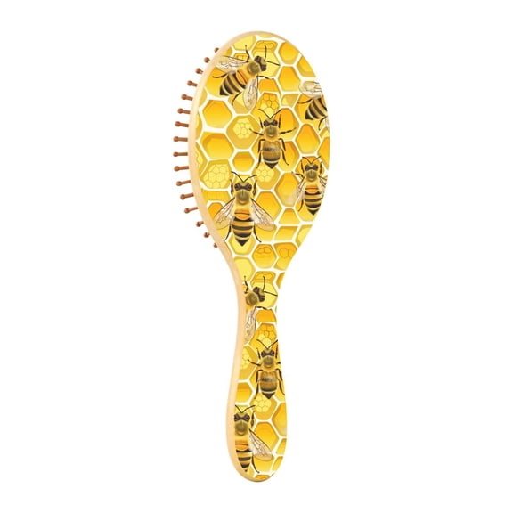 JSTEL Bee Honeycomb Hair Brush for Women Men Natural Wood Detangler Brushes for All Hair Types Hairbrush for Wet & Dry