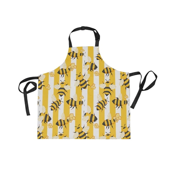 JSTEL Bee Honeycomb Stripe Apron with 2 Pockets for Women Men Adjustable Garden Bib