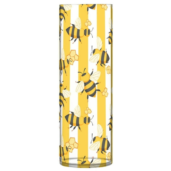 JSTEL Bee Honeycomb Stripe Flower Vase Decorative Floreros for Home Decor Bedroom Living Room Office Table Shelf Bathroom