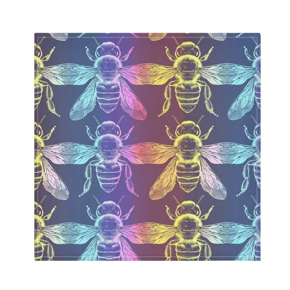 JSTEL Bee Rainbow Color Cloth Napkins Set of 1, 20x20 Inch Washable and Reusable Napkin for Decoupage Dinner Party Everyday Use
