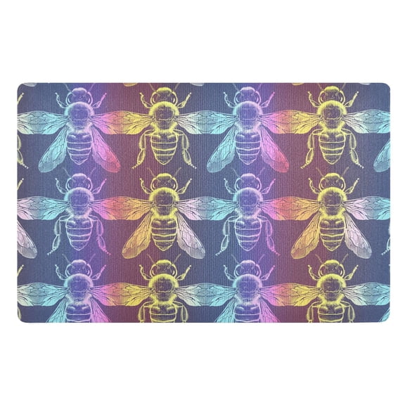 JSTEL Bee Rainbow Color Front Door Mat Outside Entrance 32x20 Inch Doormat for Outdoor Indoor Washable Non Slip Floor Mats