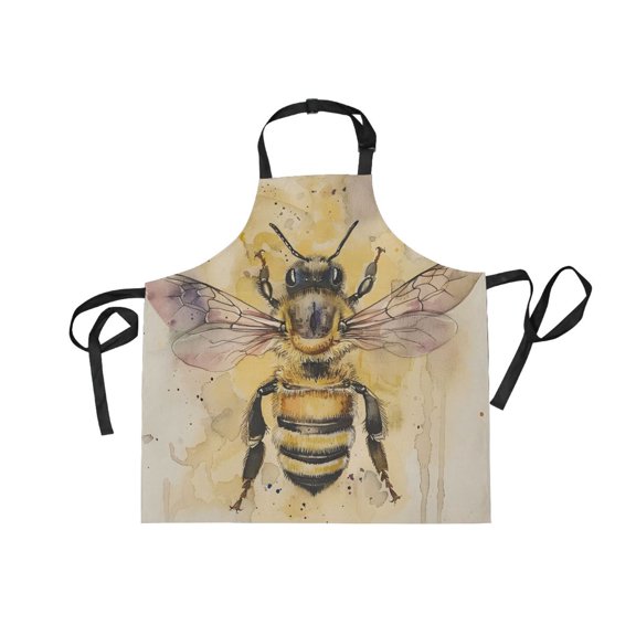 JSTEL Bee Watercolour Apron with 2 Pockets for Women Men Adjustable Garden Bib