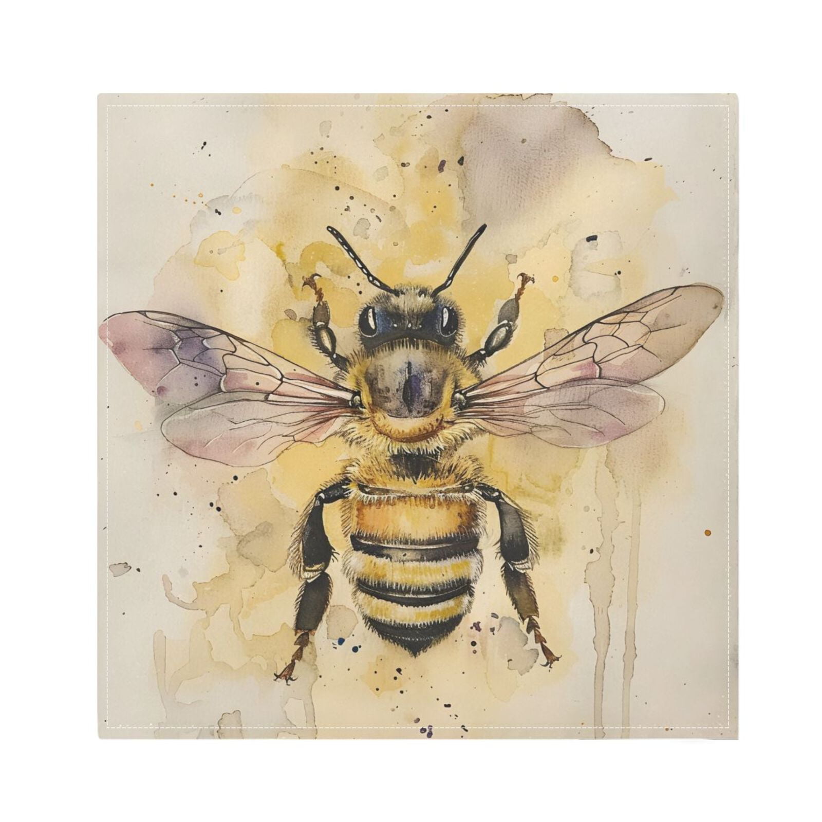 JSTEL Bee Watercolour Cloth Napkins Set of 6, 20x20 Inch Washable and Reusable Napkin for Decoupage Dinner Party Everyday Use