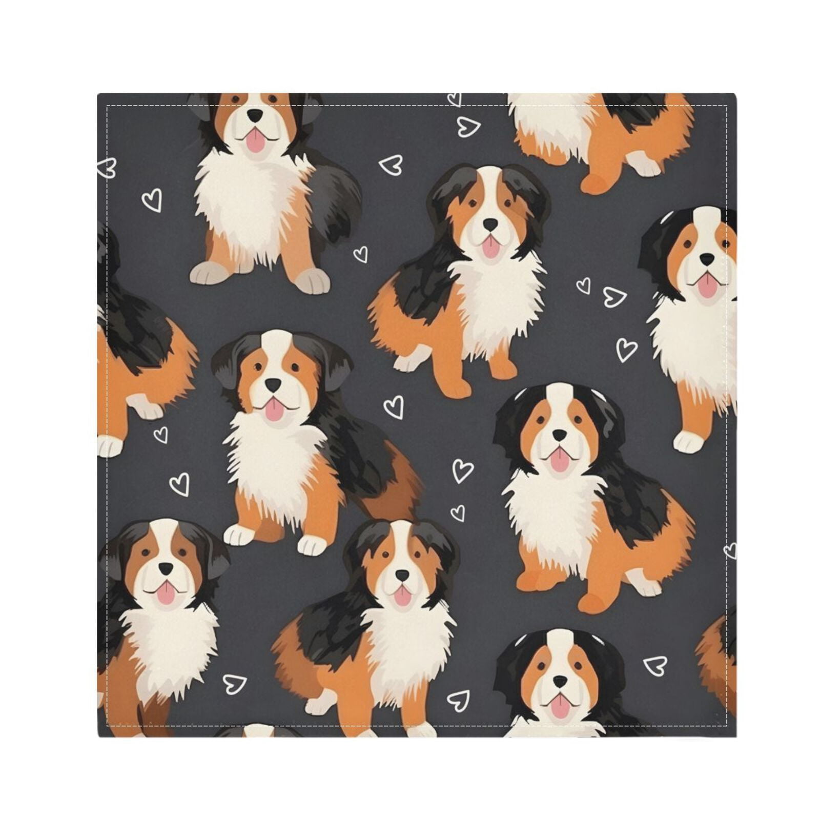 JSTEL Bernese Mountain Dog Cloth Napkins Set of 6, 20x20 Inch Washable and Reusable Napkin for Decoupage Dinner Party Everyday Use