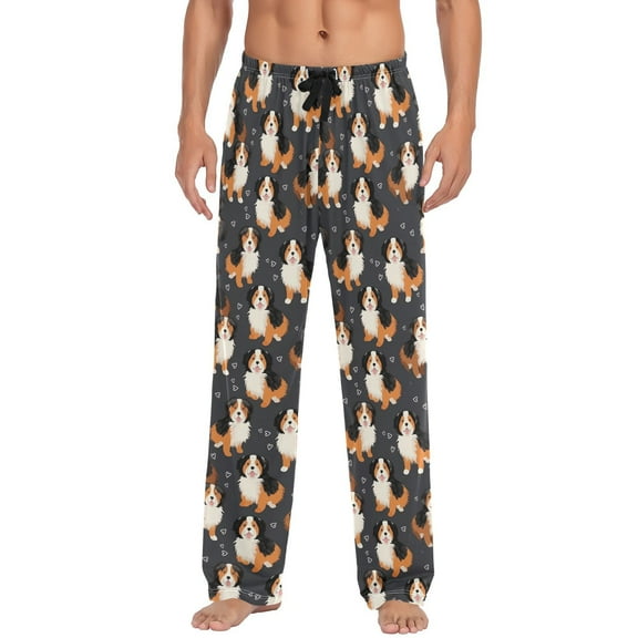JSTEL Bernese Mountain Dog Men's Sleepwear Mens Pajama Pants Bottoms with Pockets, M