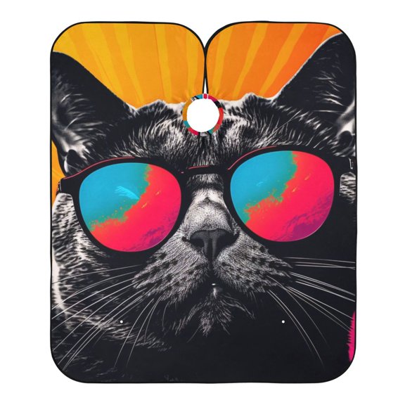 JSTEL Black Cat Waterproof Barber Cape for Men Women Beard Shaving Bib Apron Professional Hair Cutting Cloth, 65 x 55 inch