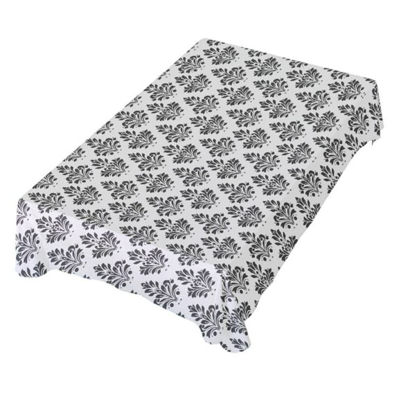 JSTEL Black Damask Floral Table Cloth Rectangle 54 x 72 Inch Tablecloth Anti Wrinkle Table Cover for Dining Kitchen Parties