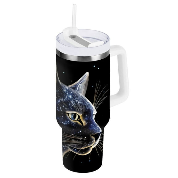 JSTEL Black Galaxy 30 oz Tumbler Stainless Steel Water Bottle Vacuum Insulated Cup with Straw Lid & Handle For Travel Car Cup Holder