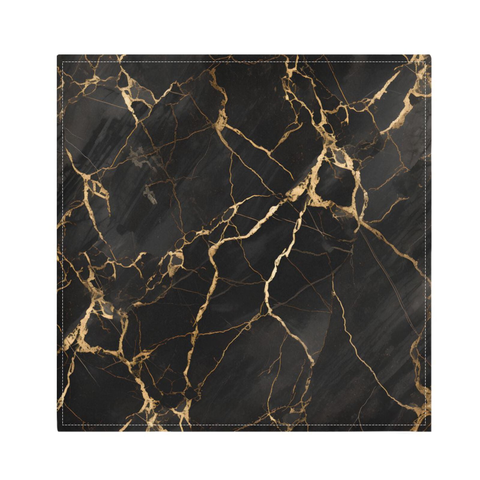 JSTEL Black & Gold Marble Art Cloth Napkins Set of 6, 20x20 Inch Washable and Reusable Napkin for Decoupage Dinner Party Everyday Use