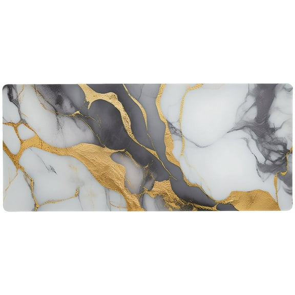 JSTEL Black & Gold Marble Modern Large Gaming Mouse Pad Big Mousepad Mice Keyboard Mat with Non-Slip Rubber Base for Computer Laptop Home & Office, 31.5 X 11.8 inch