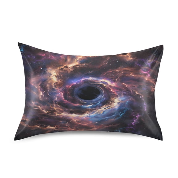 JSTEL Black Hole Nebula Satin Pillowcase King Size Pillow Cases Envelope Closure Bed Pillow Cover, 20 x 40 inch
