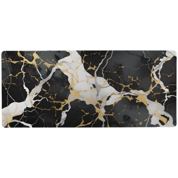 JSTEL Black Marble Gold Line Modern Large Gaming Mouse Pad Big Mousepad Mice Keyboard Mat with Non-Slip Rubber Base for Computer Laptop Home & Office, 31.5 X 15.7 inch