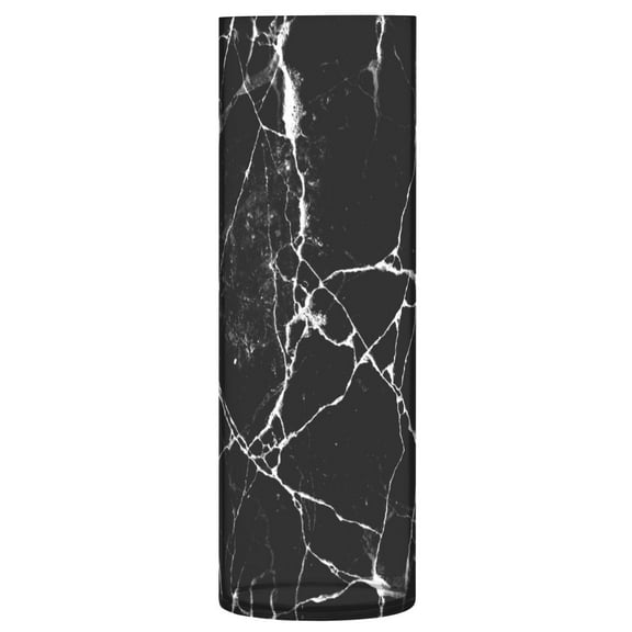 JSTEL Black Marble with Abstract Lines Flower Vase Decorative Floreros for Home Decor Bedroom Living Room Office Table Shelf Bathroom