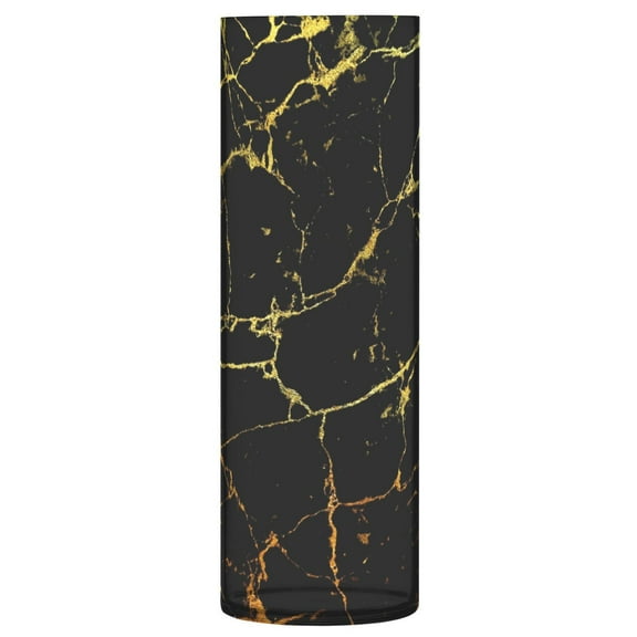 JSTEL Black Marble with Gold Geometric Flower Vase Decorative Floreros for Home Decor Bedroom Living Room Office Table Shelf Bathroom
